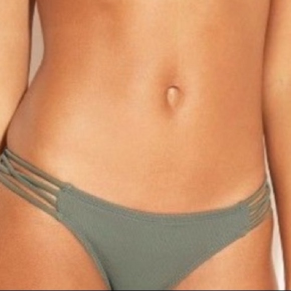 XHILARATION Sage Olive Ribbed Cheeky Bikini Bottoms Mix Match Swim XL NEW - Picture 2 of 15